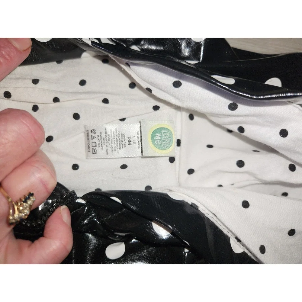 Little Me Girls 18M Black White Polka Dot Elmo Raincoat Hooded Jacket casual‎